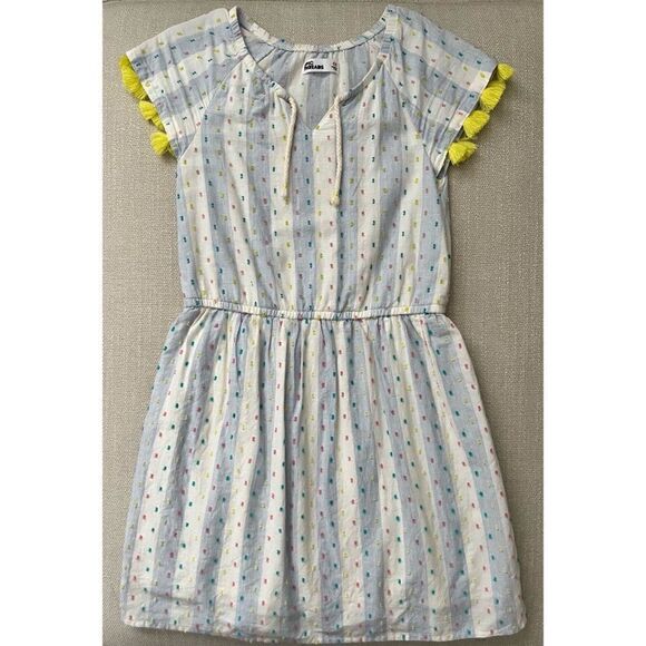 Epic Threads Girl's Cotton Tassel-Trim Peasant Dress, Blue/Off White SZ 6X‎ - Picture 2 of 7